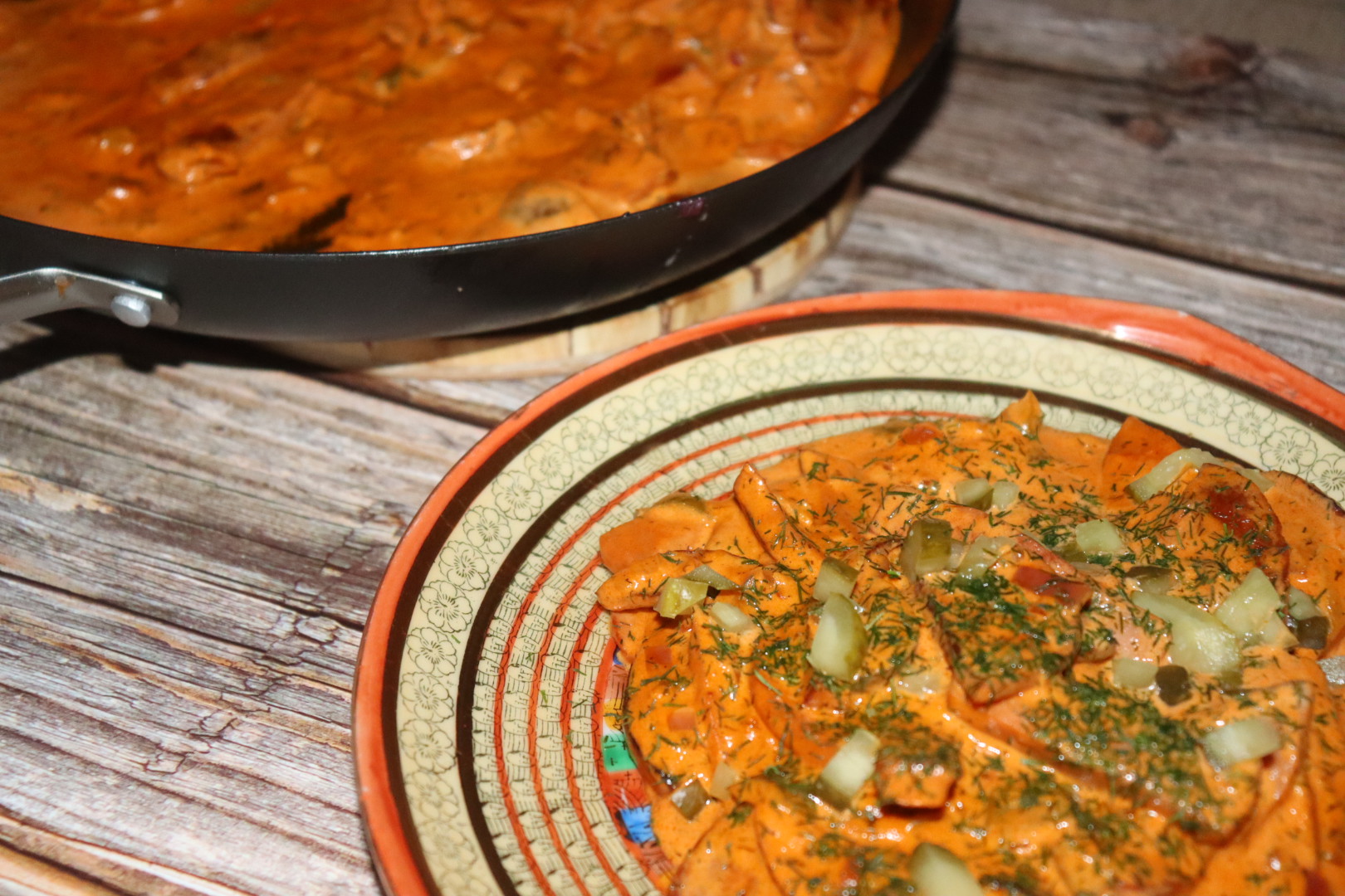 Korv stroganoff med dill,saltgurka