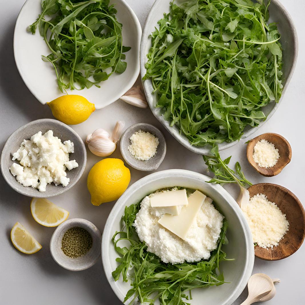 Ruccolapesto med ricotta och hasselnötter 